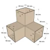 Mesures du connecteur SUNDIY Beige sable RAL 1002 - 90mm à 3 directions - Forme L
