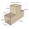 Dimensions du connecteur SUNDIY Beige sable - 90 mm, forme en T à 3 directions