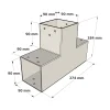 Dimensions du connecteur SUNDIY Blanc RAL 9010 - 90 mm, forme en T à 3 directions