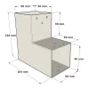 Dimensions du connecteur SUNDIY Blanc RAL 9010 - 90 mm, forme en L à 2 directions