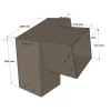 Dimensions du connecteur SUNDIY pente 20° Gris Taupe RAL 7006 - 120mm à 3 directions - Forme L1
