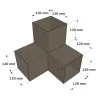 Dimensions du connecteur SUNDIY Gris taupe RAL7006 - 120mm à 3 directions - Forme L
