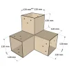 Dimensions du connecteur SUNDIY Beige sable - 120mm à 4 directions - Forme T