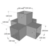 Dimensions du connecteur SUNDIY Gris aluminium RAL9006 - 120mm à 5 directions - Forme +