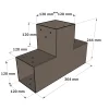 Dimensions du connecteur SUNDIY Gris Taupe RAL7006 - 120mm à 3 directions - Forme T