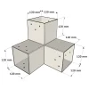 Dimensions du connecteur SUNDIY Blanc RAL9010 - 120mm à 4 directions - Forme T
