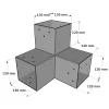 Dimensions du connecteur SUNDIY Gris aluminium RAL9006 - 120mm à 4 directions - Forme T