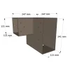 Dimensions du connecteur SUNDIY Gris taupe RAL 7006 - 240mm à 3 directions en forme de L - Droite
