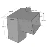 Dimensions du connecteur SUNDIY pente 20° Noir mat RAL 9006 - 120mm à 3 directions - Forme L1