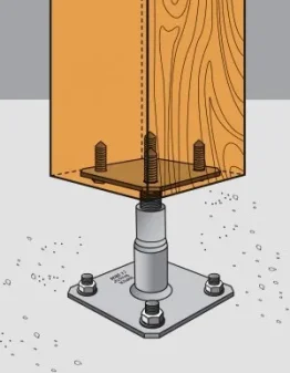 Fixation pied poteau APB100/150 sur support rigide