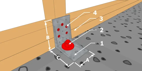 Fixation des lisses basses avec des équerres renforcées